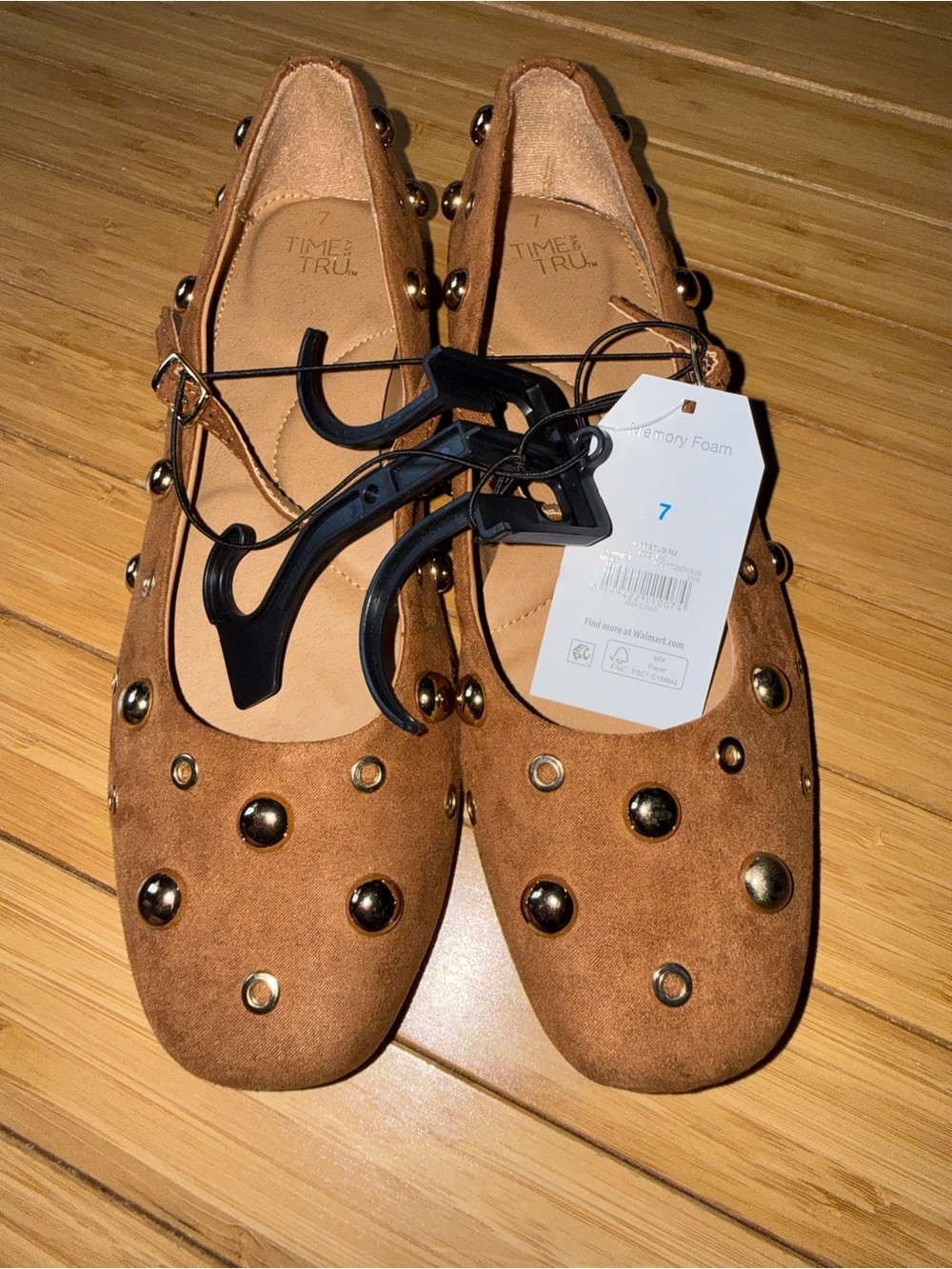 Time and Tru Women's Studded Mary Jane Flats